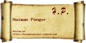 Haiman Pongor névjegykártya